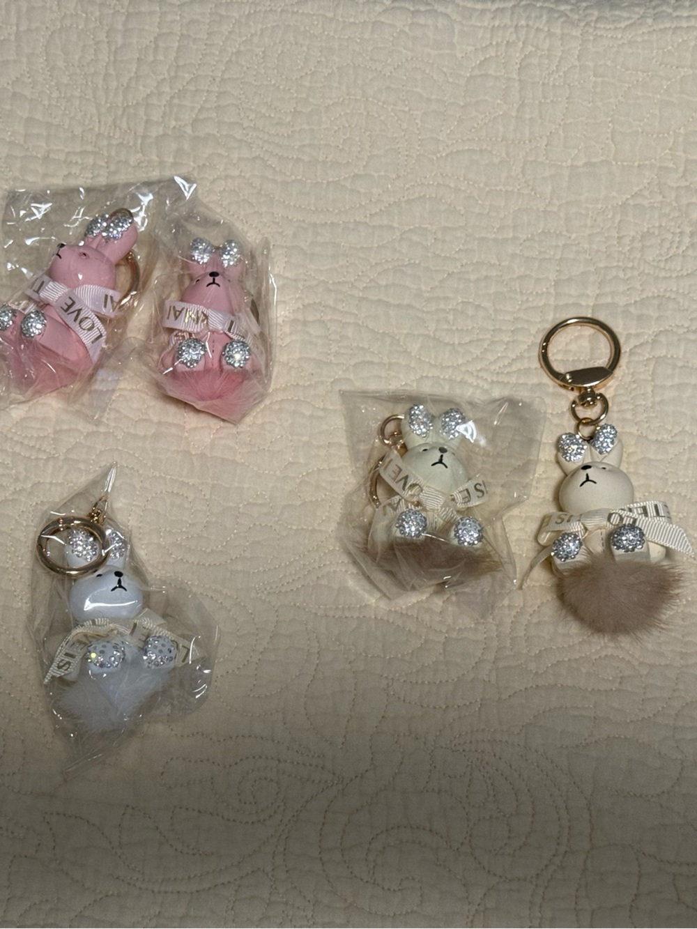 Bag Charm/Key Chain Pink Bunny with Sparkle Ear & Paw Accent! 🌸🐰 - Picture 4 of 8